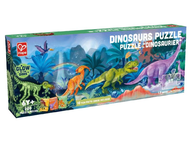 HAPE 200-PIECE PUZZLE - GLOW-IN-THE-DARK DINOSAURS #E1632