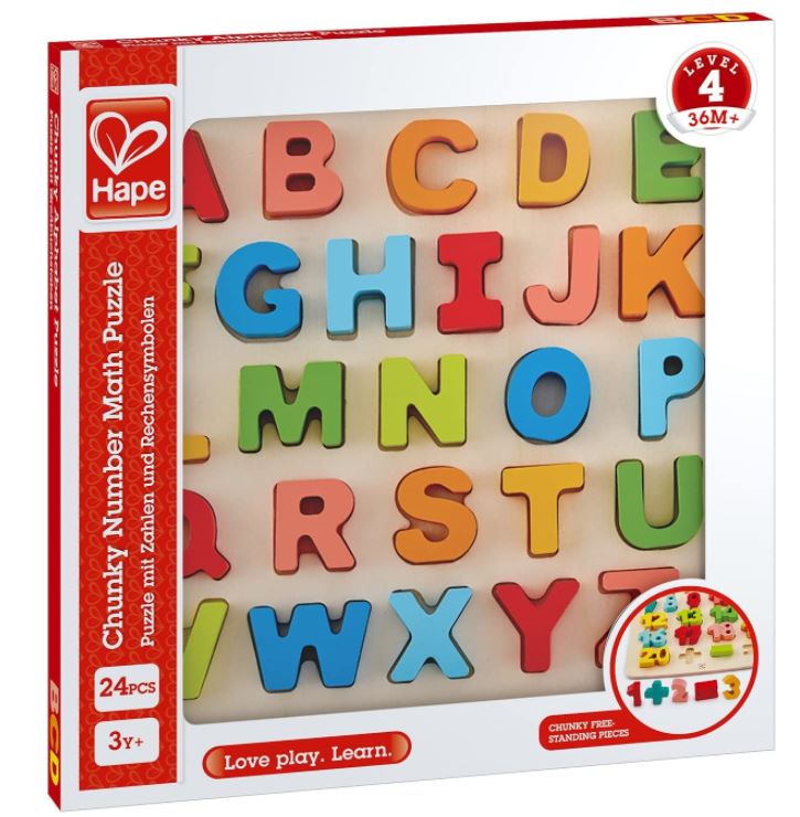 HAPE - WOODEN ALPHABET PUZZLE 24 PIECES - UPPERCASE LETTERS