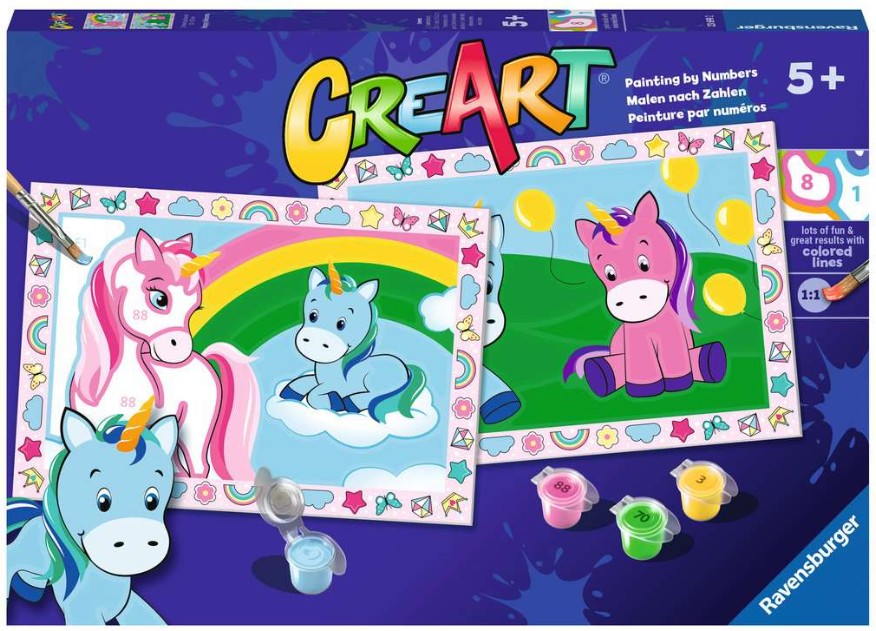 PEINTURE À NUMÉROS CREART RAVENSBURGER (2 IMAGES) - LICORNE - 11" X 13"