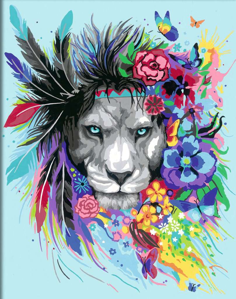 RAVENSBURGER CREART PAINT BY NUMBER - BOHO LION "BEST SELLER" - 10" X 12" MEDIUM