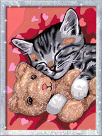 PEINTURE À NUMÉROS CREART RAVENSBURGER - CHATON PAISIBLE AVEC PAILLETTES - 7" X 10" PETITE