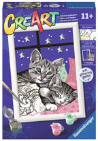 RAVENSBURGER CREART PAINT BY NUMBERS - SLEEPY KITTENS WITH GEMS - 5" X 7" MINI