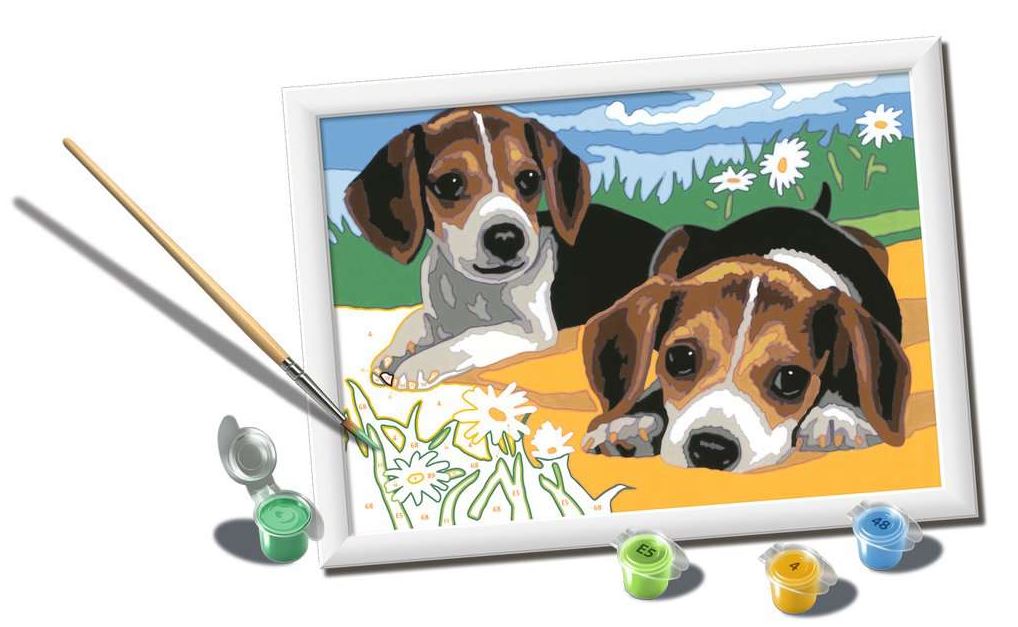 PAINT BY NUMBERS CREART RAVENSBURGER - JACK RUSSELL PUPPIES - 7" X 10" SMALL