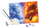 PEINTURE À NUMÉROS CREART RAVENSBURGER - LOUPS DE FEU ET DE GLACE - 12" X 16" GRANDE