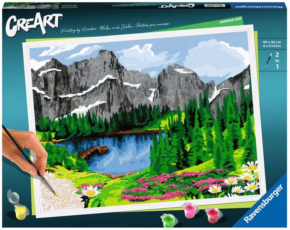 RAVENSBURGER CREART PAINT BY NUMBERS - MOUNTAIN VIEW - 12" X 16" LARGE