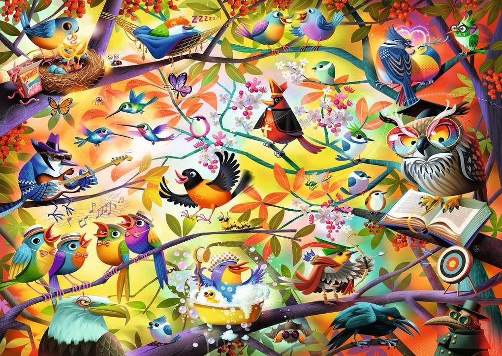 RAVENSBURGER JIGSAW PUZZLE 1000 PIECES - BUSY BIRDIES #12001023
