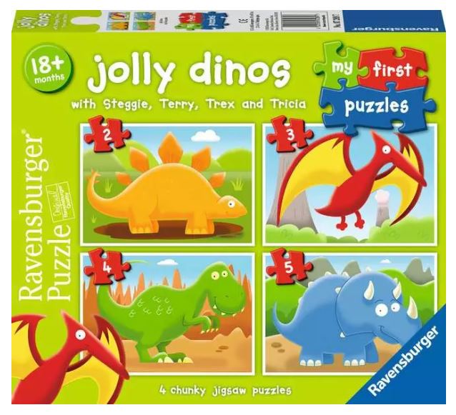RAVENSBURGER PUZZLE 2,3,4,5 PIECES - MY FIRST PUZZLES - JOLLY DINOS #7289