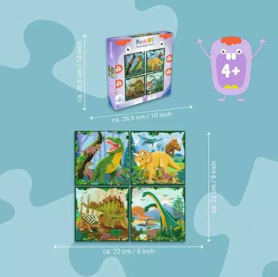 RAVENSBURGER JIGSAW PUZZLE 25-36-42-56 PIECES PROGRESSIVE - DINOSAURS #12004003