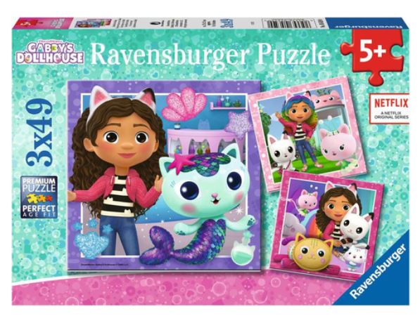 RAVENSBURGER JIGSAW PUZZLE 3 X 49 PIECES - GABBY'S DOLLHOUSE #05659