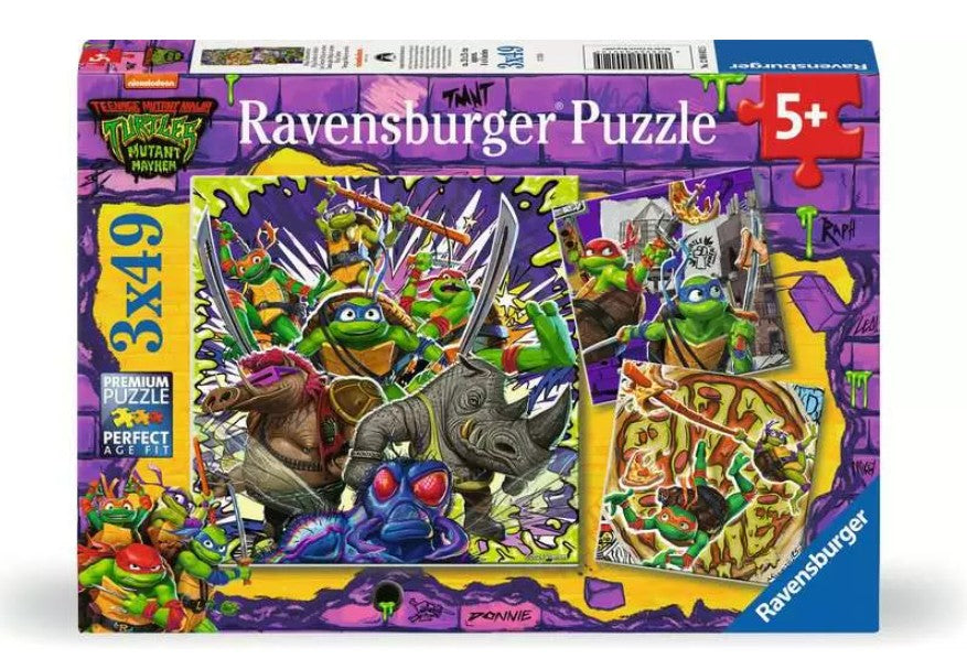 RAVENSBURGER JIGSAW PUZZLE 3 X 49 PIECES - TEENAGE MUTANT NINJA TURTLES #12004012