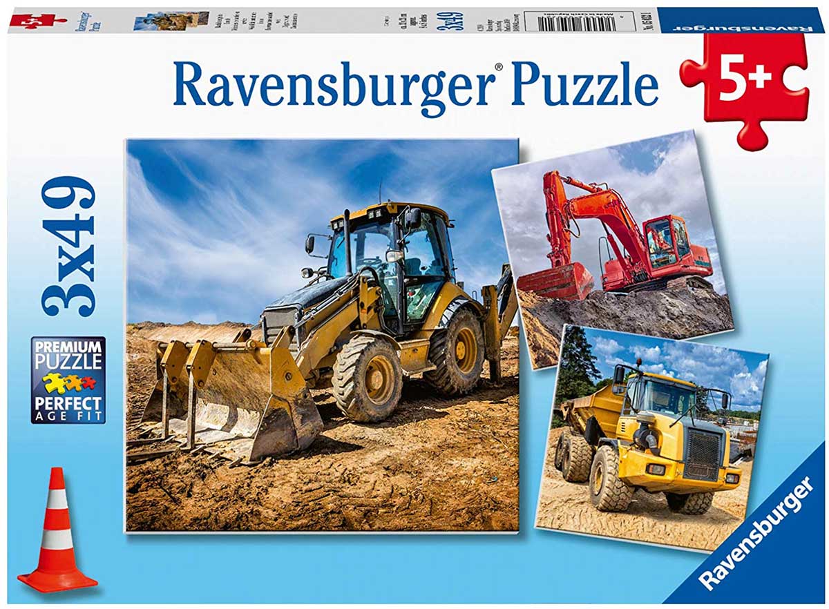 RAVENSBURGER JIGSAW PUZZLE 3 X 49 PIECES - CONSTRUCTION VEHICLES #05032