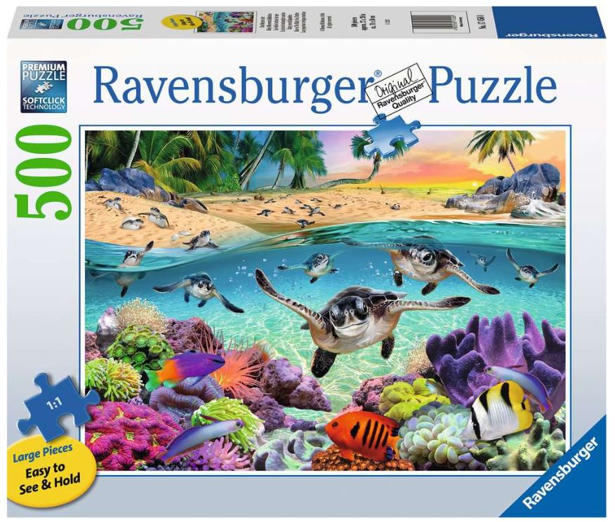 RAVENSBURGER CASSE-TÊTE 500 LARGE PIÈCES - LA COURSE DES BÉBÉS TORTUES DE MER #17456
