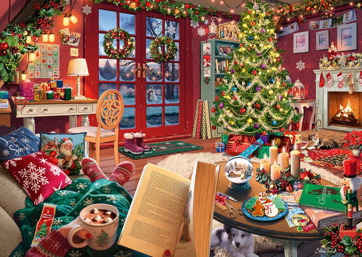 RAVENSBURGER CASSE-TÊTE 500 PIÈCES - RETRAITE DE NOËL CONFORTABLE #12001805