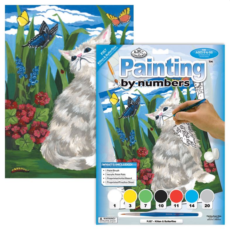 JUNIOR PAINT BY NUMBERS SMALL - KITTEN AND BUTTERFLIES