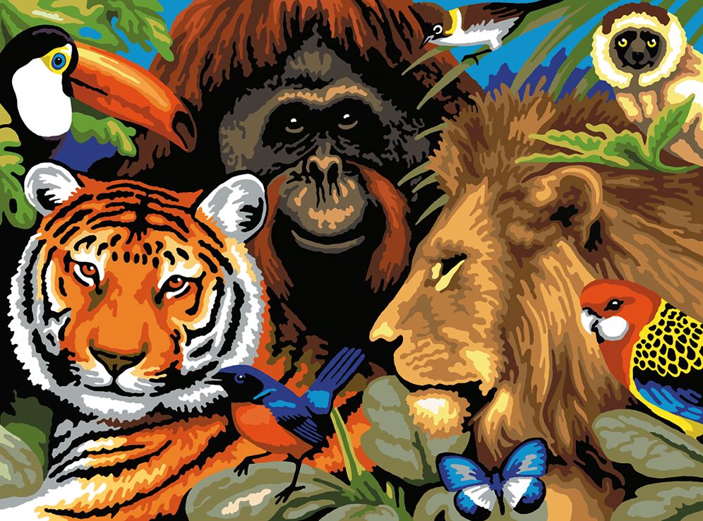 PEINTURE À NUMÉROS JUNIOR LARGE - SCÈNE DE SAFARI