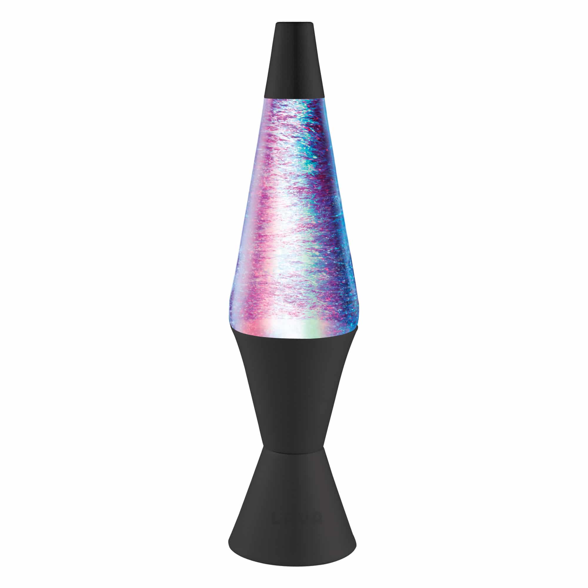 LAVA LAMP - MINI LAMPE ROSE BLEU MAUVE PAILLETTES VORTEX AVEC BASE NOIRE 10"