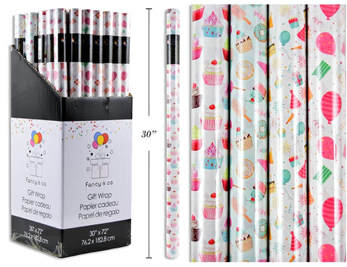 WRAPPING PAPER - COLORFUL AND FESTIVE CELEBRATION ASST