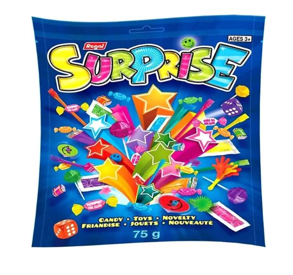 SAC À SURPRISES - BONBON ET JOUET (75G)