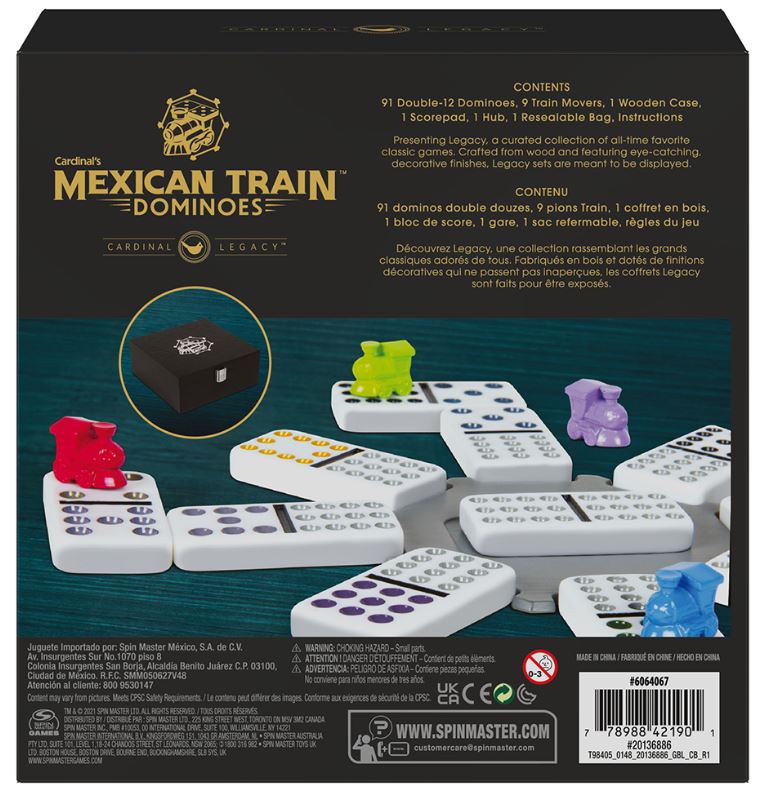 CARDINAL LEGACY - DOUBLE 12 MEXICAN TRAIN DOMINOES WITH DOTS