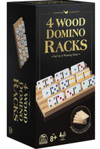4 WOODEN DOMINO RACKS