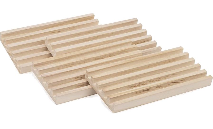 4 WOODEN DOMINO RACKS