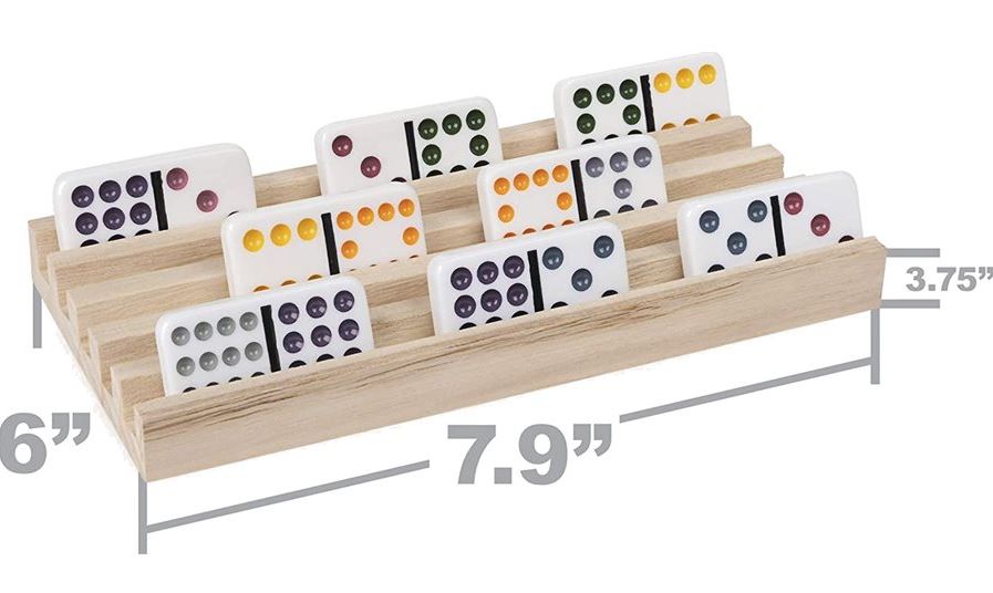 4 WOODEN DOMINO RACKS