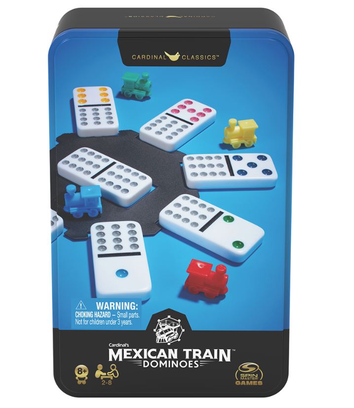 JEU DOMINO COULEUR DOUBLE 12 BOITE MÉTAL (TRAIN MEXICAIN) (AVEC DES POINTS DE COULEURS)