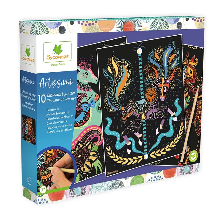 ARTISSIMO - LARGE MODEL 10 SCRATCH PICTURES - HORSES AND UNICORNS