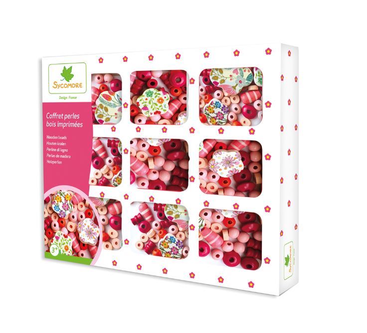 WOODEN BEAD SET - PRINTED +120 PIECES