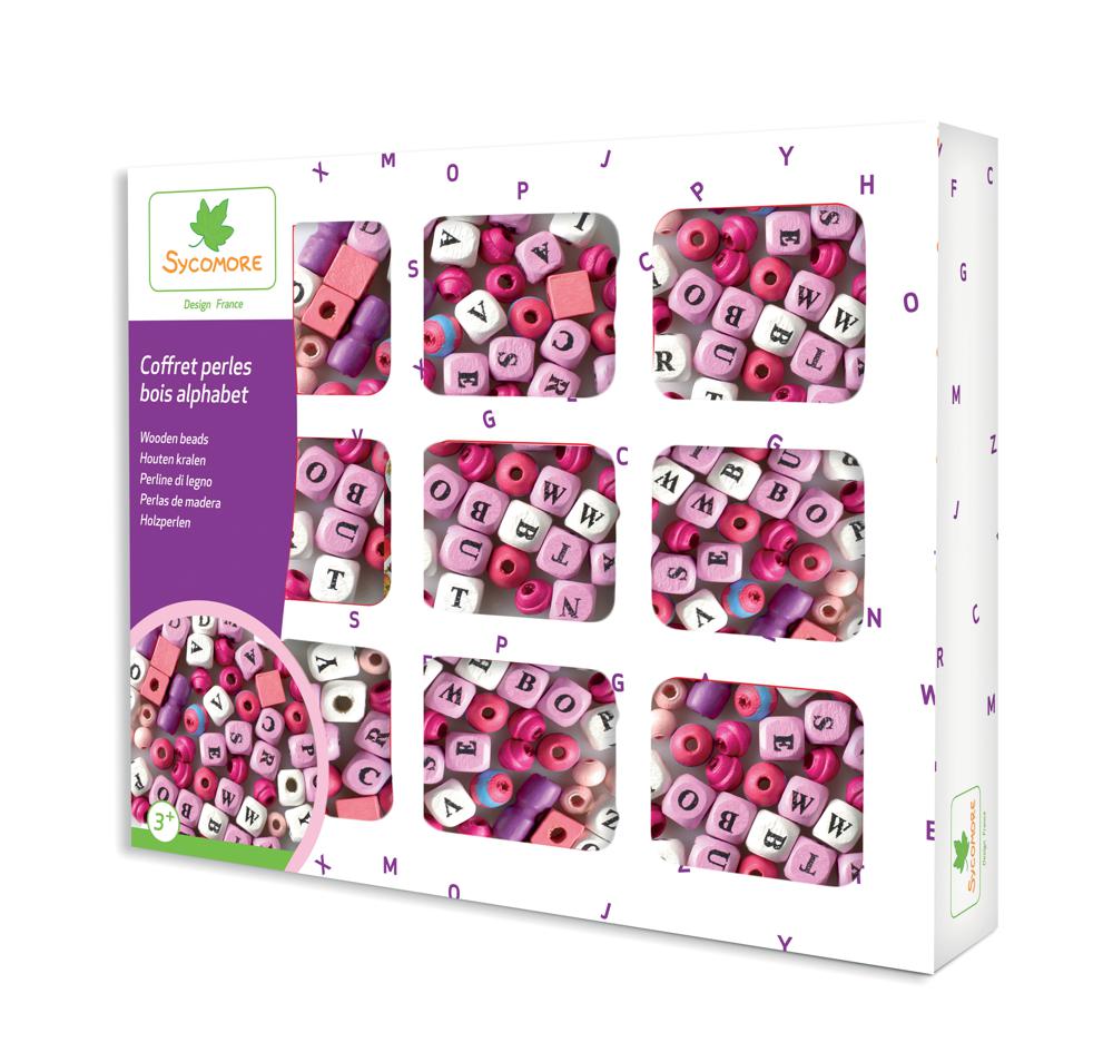 WOODEN BEAD BOX - LETTERS