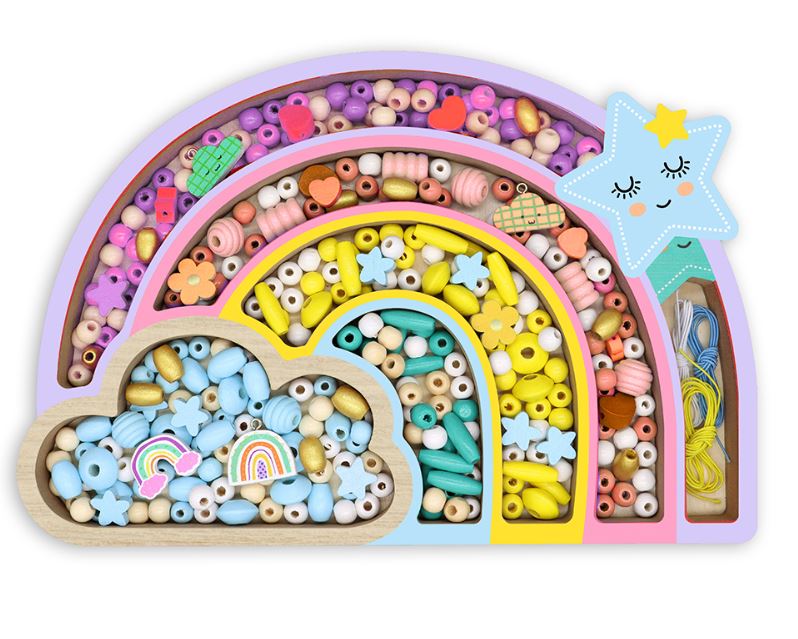 RAINBOW WOOD BEADS 400 PIECES