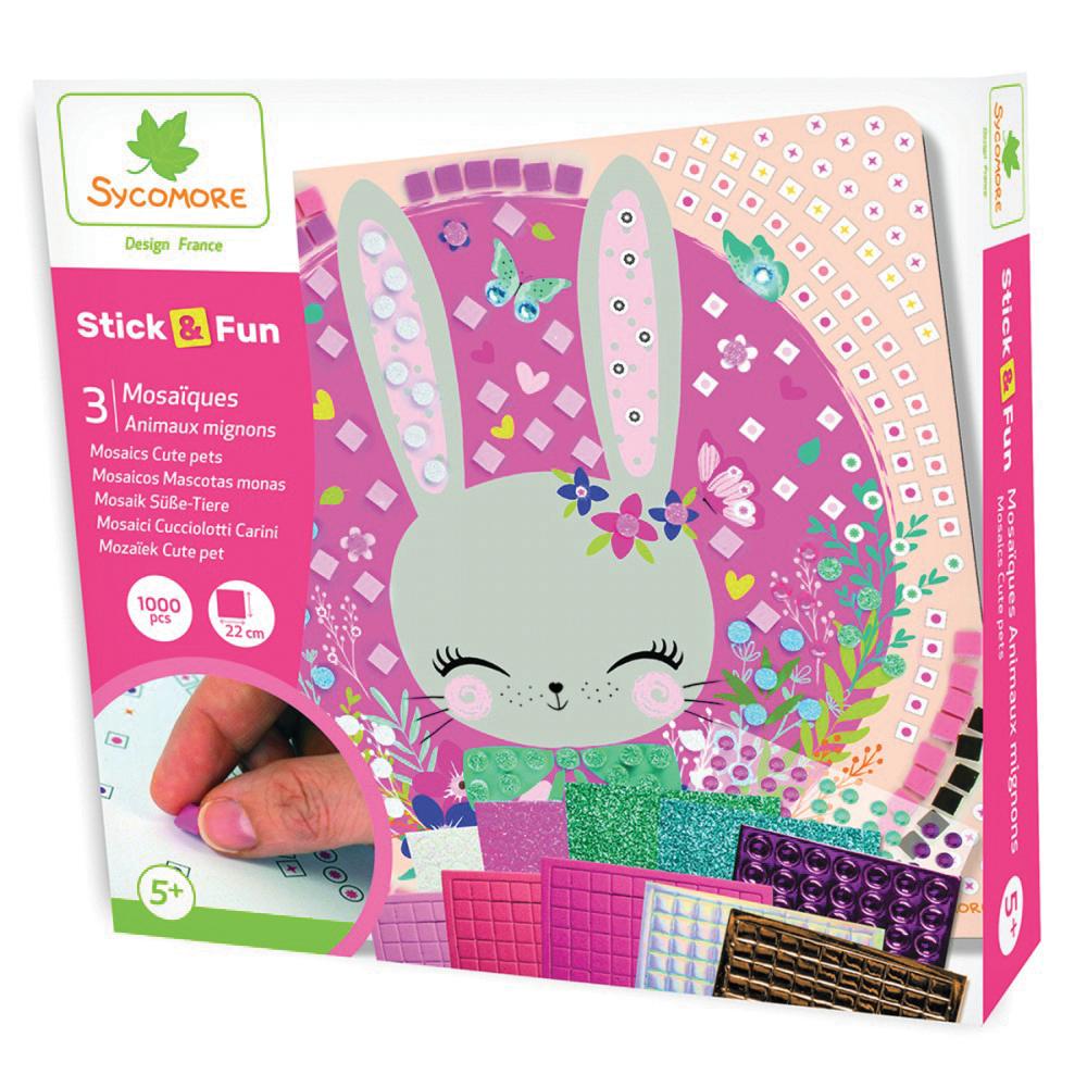 STICK'N FUN - PETIT MODÈLE 3 MOSAÏQUES - ANIMAUX MIGNONS