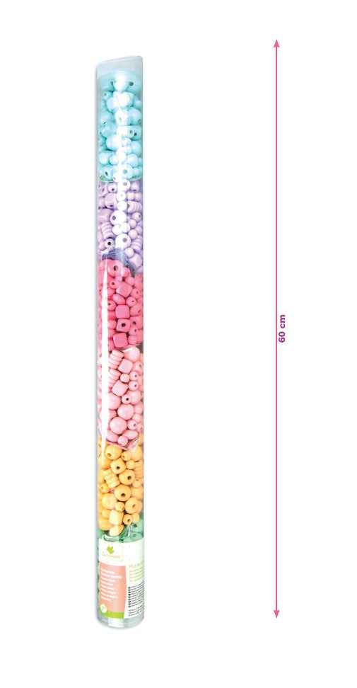 WOODEN BEAD TUBE - 300 PASTEL PIECES