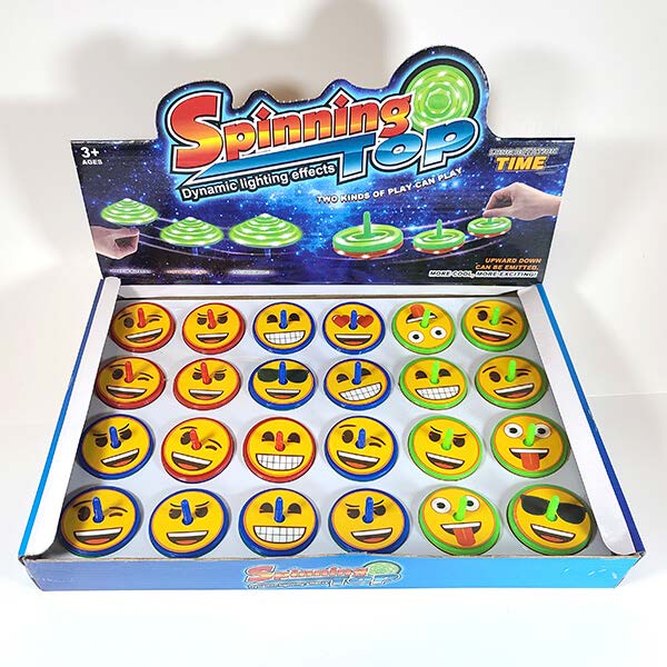 LIGHT-UP EMOJI SPINNING TOP 2" ASST