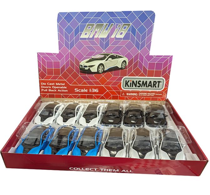 BMW I8 5-Inch 1/36 Scale Friction Car Assorted