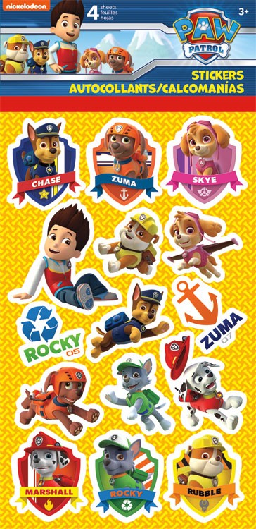 PAW PATROL STICKERS - 4 SHEETS
