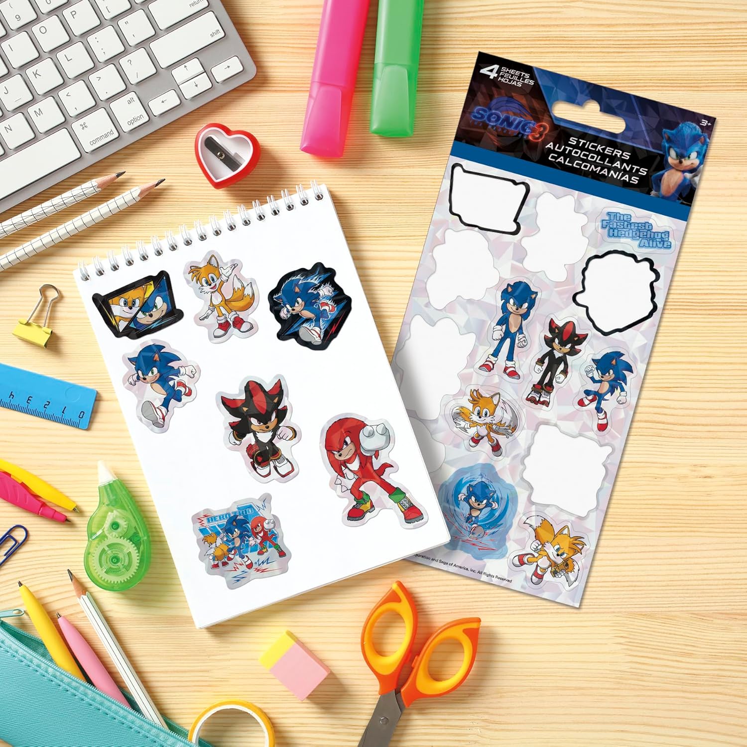 SONIC STICKERS 3 - 4 SHEETS