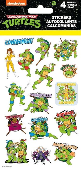 TEENAGE MUTANT NINJA TURTLES STICKERS - 4 SHEETS