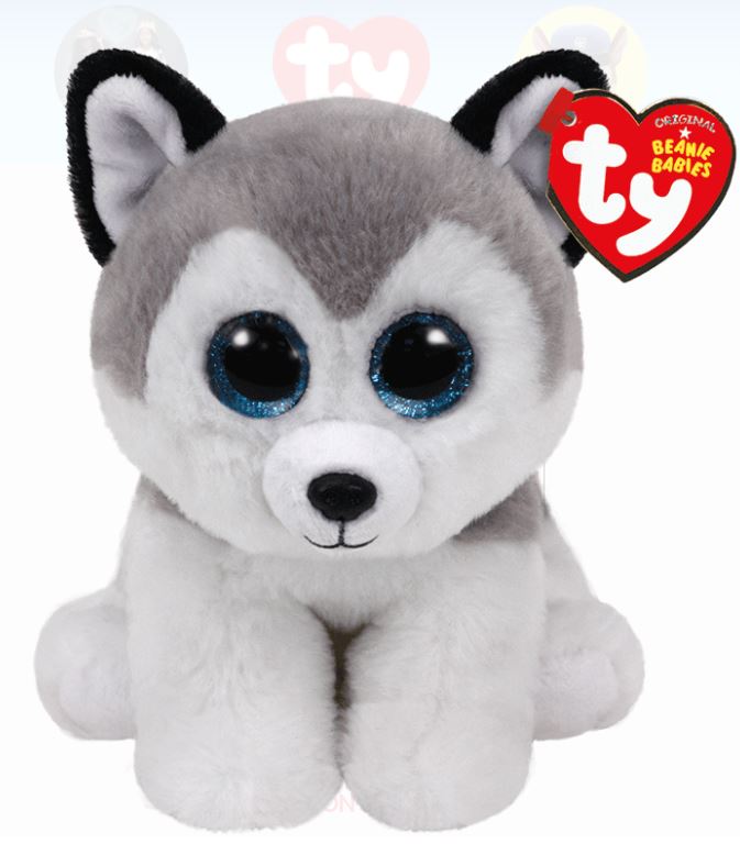 TY BEANIE BABIES PLUSH TOY - BUFF THE GREY HUSKY SMALL 6"