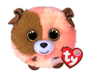 PELUCHE TY BEANIE BALLS - MANDARIN CHIEN ORANGE ET BRUN PUFFIES 4"
