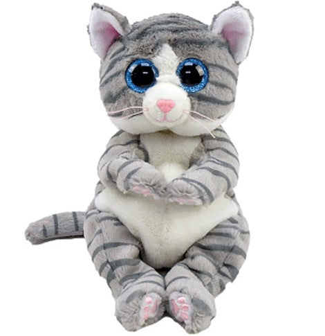 PELUCHE TY BEANIE BELLIES - MITZI CHAT GRIS PETIT 9"