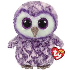 TY BEANIE BOOS PLUSH - MOONLIGHT PURPLE OWL MEDIUM 13"