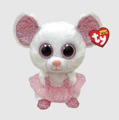 PELUCHE TY BEANIE BOOS - NINA SOURIS BALLERINE BLANCHE MÉDIUM 13"