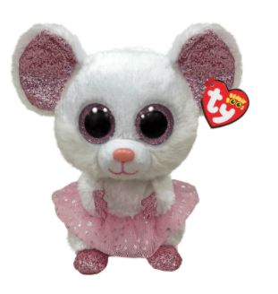 PELUCHE TY BEANIE BOOS - NINA SOURIS BALLERINE BLANCHE PETIT 6"