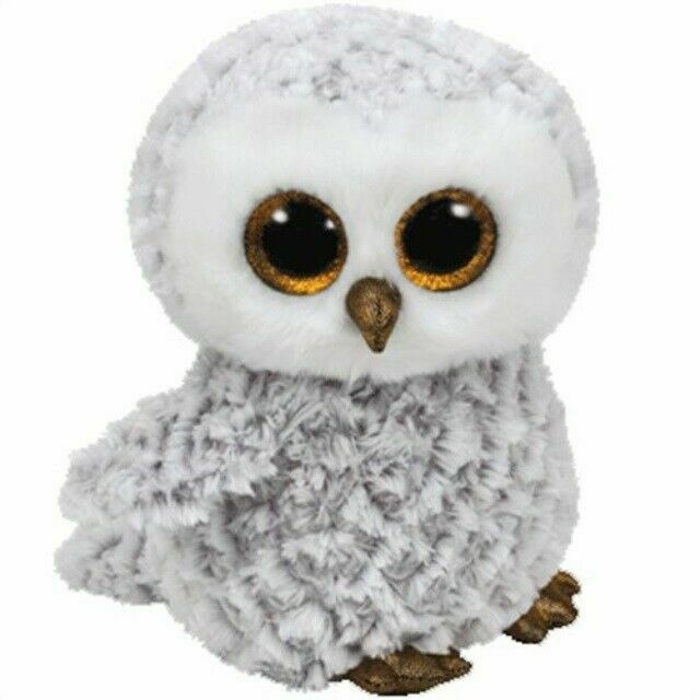 TY BEANIE BOOS PLUSH - OWLETTE GREY OWL MEDIUM 13"