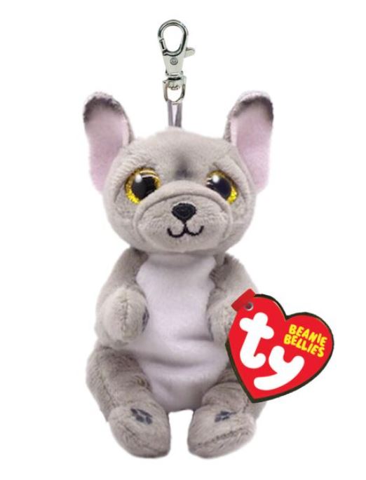 TY BEANIE BELLIES - WILFRED THE GREY DOG KEYCHAIN 5"