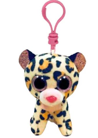 TY - LIVVIE LEOPARD BROWN AND PINK KEYCLIP 5"