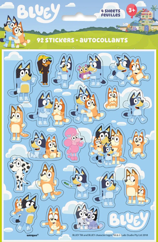 BLUEY DOLLHOUSE STICKERS ( 4 SHEETS )