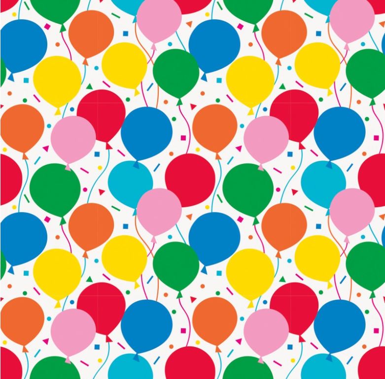 PAPIER EMBALLAGE CADEAU AVEC MOTIF DE BALLONS 30" X 5 PIEDS