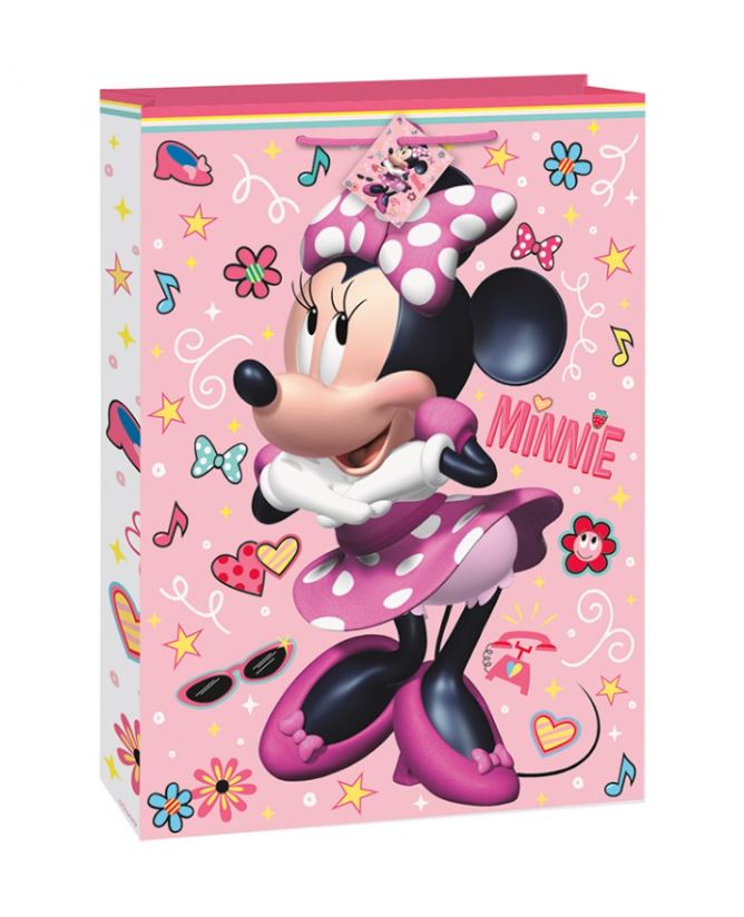 SAC CADEAU LARGE - MINNIE ROSE - 18 X 13 X 1 PO